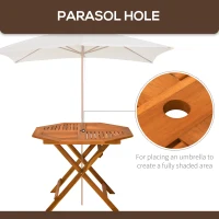Outsunny 39" Acacia Wood Outdoor Dining Table, Octagon Patio Table with Umbrella Hole, Teak(m-4)