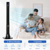 HOMCOM 47.25" Oscillating Tower Fan Cooling for Bedroom with 3 Speeds, Floor Fan with 12h Timer, LED Display, and Remote Control, Black(m-4)