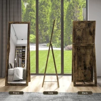 HOMCOM 58" x 20" Floor Standing Mirror, Full Body Mirror for Bedroom, Living Room, Rustic Brown(m-4)