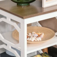HOMCOM Modern End Table, Accent Side Table with 2 Storage Shelves for Living Room, Bedroom, White(m-9)