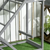 PawHut Chicken Coop Toys with Swing, Perches & Platform, Wooden Hen Playset, Enhances Poultry Health, Gray(m-8)