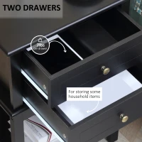 HOMCOM Side Table with 2 Storage Drawers, Modern End Table with Bottom Shelf for Living Room, Home Office, Black(m-4)