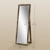 HOMCOM 58" x 20" Floor Standing Mirror, Full Body Mirror for Bedroom, Living Room, Rustic Brown(m-3)
