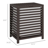 HOMCOM 55 L Bamboo Laundry Basket with Lid, Cloth Hamper with Removable Liner Bag, 19.75 x 14.25 x 23.5 Inches, Coffee(m-3)