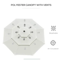 Outsunny 9FT 3 Tiers Patio Umbrella Outdoor Market Umbrella with Crank, Push Button Tilt for Deck, Backyard and Lawn, Beige(m-8)
