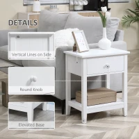 HOMCOM End Table, 2-tier Side Table with Drawer and Storage Shelf, Modern Side Table for Living Room, White(m-4)