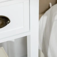 HOMCOM 2-Tier Side Table with Drawer and Shelf, End Table for Living Room and Hallway, White(m-8)