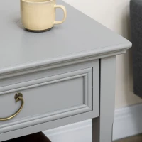 HOMCOM Retro Side Table, End Table with Storage Drawer and Open Shelf for Living Room, Bedroom, Gray(m-8)