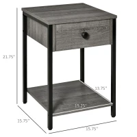 HOMCOM Industrial Side Table, End Table with Drawer and Storage Shelf for Living Room, Gray(m-3)