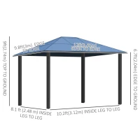 Outsunny 10' x 12' Outdoor Hardtop Gazebo with Polycarbonate Panel Roof, Garden Deluxe Pavilion Canopy BBQ Sunshade Shelter with Removable Curtains(m-3)