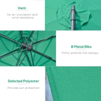 Outsunny 10ft Offset Patio Umbrella with Base, Garden Hanging Parasol with Crank, Banana Cantilever Umbrella Sun Shade, Green(m-6)