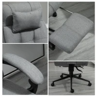 Vinsetto Executive Office Chair High Back Linen-Feel Fabric Swivel Chair with Upholstered Retractable Footrest, Headrest and Armrest, Light Grey(m-8)