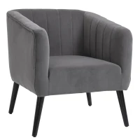 HOMCOM Luxury Velvet Fabric Accent Armchair with Thick Padding, High Armrests, and Channel Tufting, Grey(m-1)