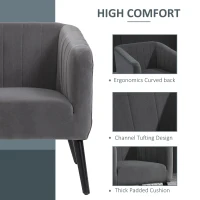 HOMCOM Luxury Velvet Fabric Accent Armchair with Thick Padding, High Armrests, and Channel Tufting, Grey(m-4)