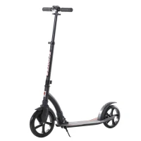Soozier Teens Adult Kick Scooter Foldable Adjustable Aluminum Ride On Toy For 14+ w/ Shock mitigation system Black(m-2)