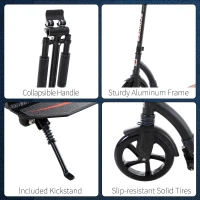 Soozier Teens Adult Kick Scooter Foldable Adjustable Aluminum Ride On Toy For 14+ w/ Shock mitigation system Black(m-5)
