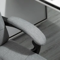 Vinsetto Executive Linen-Feel Fabric Office Chair High Back Swivel Task Chair with Adjustable Height Upholstered Retractable Footrest, Headrest and Padded Armrest, Light Grey(m-9)