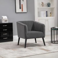 HOMCOM Luxury Velvet Fabric Accent Armchair with Thick Padding, High Armrests, and Channel Tufting, Grey(m-2)