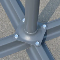 Outsunny 10ft Offset Patio Umbrella with Base, Garden Hanging Parasol with Crank, Banana Cantilever Umbrella Sun Shade, Green(m-9)