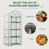Outsunny 28" x 20" x 63" Portable Greenhouse with 4 Tier Shelves Outdoor Hot House Plant Flower Greenhouse, Steel Frame, PE Cover, White(m-7)