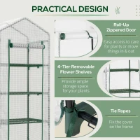 Outsunny 28" x 20" x 63" Portable Greenhouse with 4 Tier Shelves Outdoor Hot House Plant Flower Greenhouse, Steel Frame, PE Cover, White(m-6)