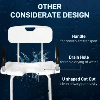 HOMCOM Adjustable Shower Chair, Bath Chair with U Shaped Seat, Anti-slip Shower Bench for Seniors, Tool-Free Assembly, 299lbs(m-9)