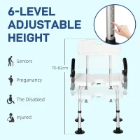 HOMCOM Adjustable Shower Chair, Bath Chair with U Shaped Seat, Anti-slip Shower Bench for Seniors, Tool-Free Assembly, 299lbs(m-6)