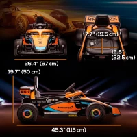 Qaba 12V Electric Car for Kids with Suspension, Music, MP3, Remote Control for 3-5 Years, Orange(m-3)