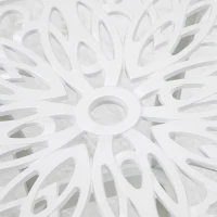 Outsunny 21" Square Outdoor End Table, Cast Aluminum Patio Side Table with Umbrella Hole for Garden, Balcony, Poolside, White(m-4)