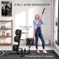 Soozier 2-Inch Weight Plate Rack with Barbell Bar Holders, Olympic Weight Tree, 660 lbs. Capacity, Black(m-4)