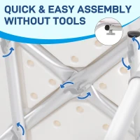 HOMCOM Bath Chair with Back, Adjustable Height Non-slip Shower Stool Bench Tool-Free Assembly Bathroom Aids, White(m-7)