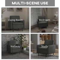 HOMCOM Armchair, Fabric Accent Chair, Modern Living Room Chair with Metal Legs, 2 Side Pockets for Bedroom, Grey(m-6)