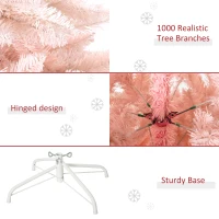 HOMCOM 7ft Unlit Spruce Artificial Christmas Tree with Realistic Branches and 1000 Tips, Pink(m-6)