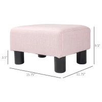 HOMCOM Small Ottoman Foot Rest, Foot Stool with Linen Fabric Upholstery and Plastic Legs, Cube Ottoman, Pink(m-3)