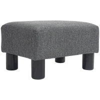 HOMCOM Small Ottoman Foot Rest, Foot Stool with Linen Fabric Upholstery and Plastic Legs, Cube Ottoman, Charcoal Gray(m-1)