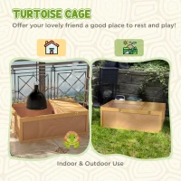 PawHut Wooden Tortoise Enclosure with Two Room Design, for Indoor Use, 37" x 25" x 13", Nature Wood(m-6)