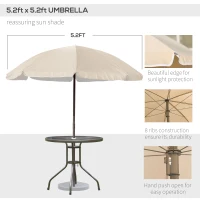 Outsunny 6 Pieces Outdoor Dining Set for 4 with Umbrella Patio Outdoor Furniture Set with Round Table 4 Folding Chairs Cream(m-5)