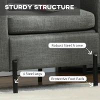 HOMCOM Armchair, Fabric Accent Chair, Modern Living Room Chair with Metal Legs, 2 Side Pockets for Bedroom, Grey(m-5)