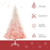HOMCOM 6ft Unlit Spruce Artificial Christmas Tree with Realistic Branches and 800 Tips, Pink(m-4)