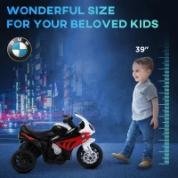 Aosom 6V 3 Wheeled Electric Motorcycle, Kids Motorcycle Licensed BMW with Headlight, Music, Red(m-7)