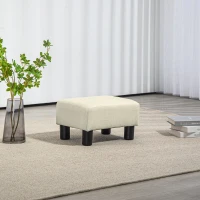HOMCOM Small Ottoman Foot Rest, Foot Stool with Linen Fabric Upholstery and Plastic Legs, Cube Ottoman, Beige(m-7)