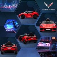 Qaba Chevrolet Corvette Licensed 12V Kids Electric Car with Parental Remote Control, Suspension System, Slow Start, Red(m-9)