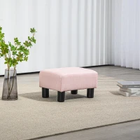 HOMCOM Small Ottoman Foot Rest, Foot Stool with Linen Fabric Upholstery and Plastic Legs, Cube Ottoman, Pink(m-7)