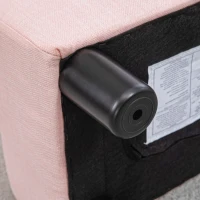 HOMCOM Small Ottoman Foot Rest, Foot Stool with Linen Fabric Upholstery and Plastic Legs, Cube Ottoman, Pink(m-9)