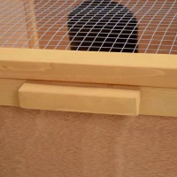 PawHut Wooden Tortoise Enclosure with Two Room Design, for Indoor Use, 37" x 25" x 13", Nature Wood(m-10)