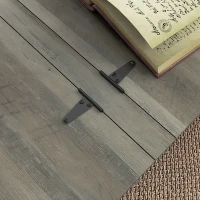 HOMCOM Farmhouse Coffee Table, Square Center Table with Flip-top Lids, Hidden Storage Compartment and Wooden Legs, Distressed Grey(m-9)