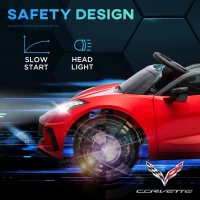Qaba Chevrolet Corvette Licensed 12V Kids Electric Car with Parental Remote Control, Suspension System, Slow Start, Red(m-8)