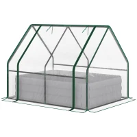 Outsunny Steel Outdoor Raised Garden Bed with Greenhouse,Cover, Roll Up Door, Dual Use, 50"x37.4"x36.2", Clear(m-2)