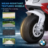 Aosom Kids Motorcycle, 6V Battery Powered Toddler Motorcycle with Headlight, Music, 3 Wheels Electric Motorcycle for Kids, Licensed BMW, Gift for Boys & Girls -Red(m-6)
