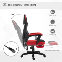 Vinsetto Ergonomic Home Office Chair High Back Armchair Computer Desk Recliner with Footrest, Mesh Back, Lumbar Support and Wheels, Red(m-5)